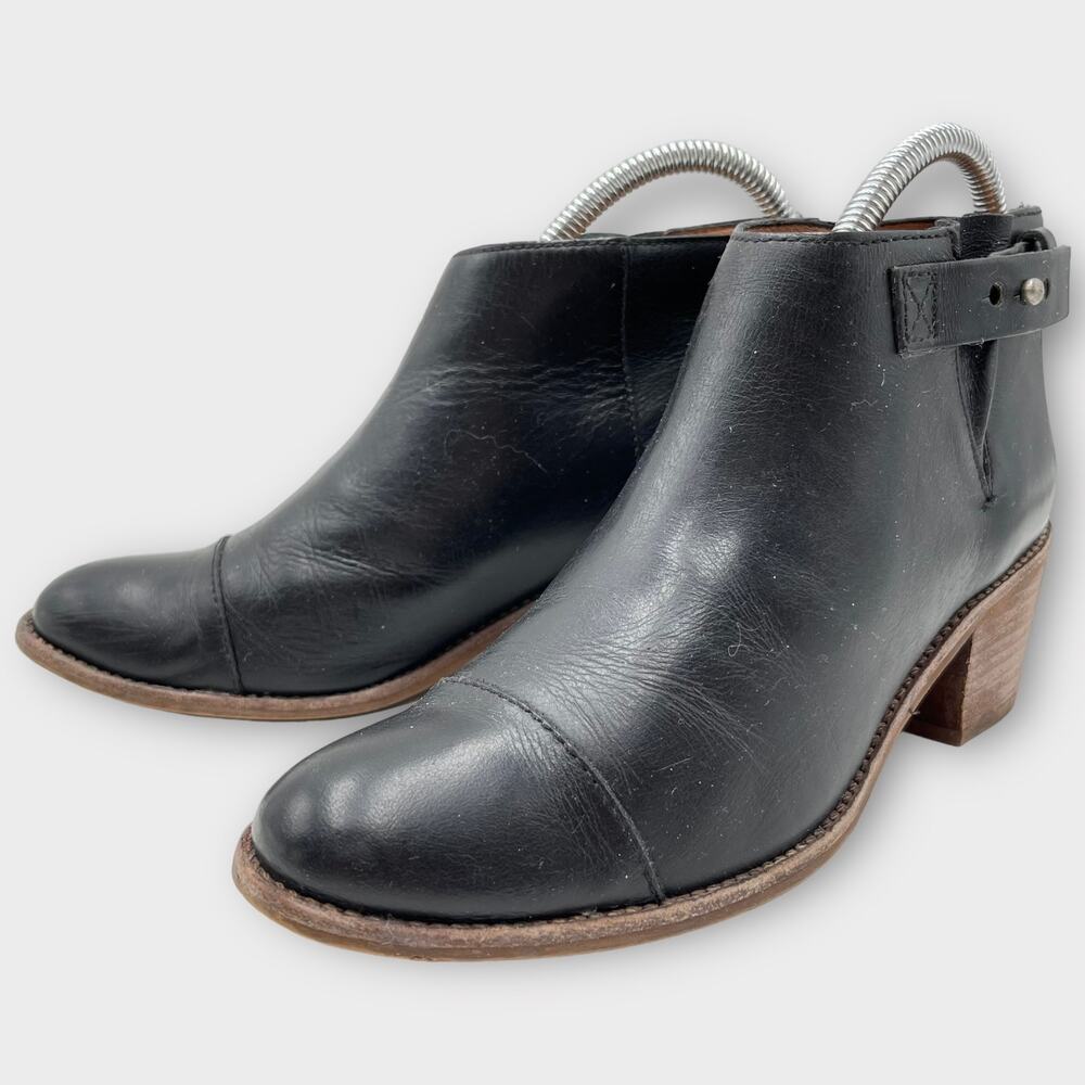 Madewell Dakota Cutoff Black Leather Boots Ankle Bootie 7.5